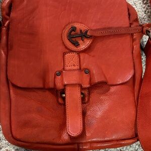 Orange Leather Crossbody Bag